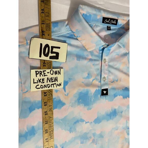 Bad Birdie Cotton Candy Polo Shirt Men’s Size 2XL Pastel Blue & Pink - Picture 4 of 9
